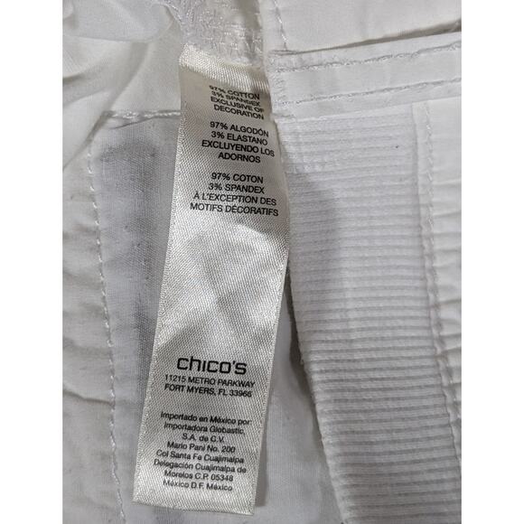 Chico's cropped pants sz 1 whiteW33" Leg wid 20"Ins 14 .5"Hips 42" - Picture 10 of 11